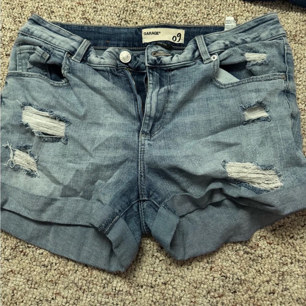 Garage Light Blue Distressed Jean Shorts